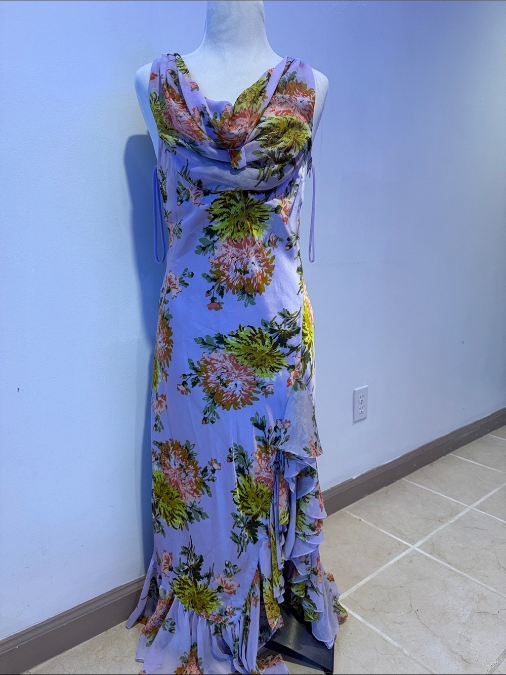 Cinq A Sept NWT Faded Chrysanthemum Raya Dress Cowl Neck Maxi Dress 4